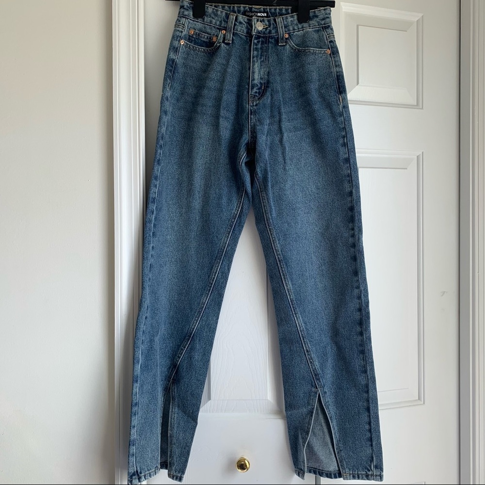 Slit front jeans